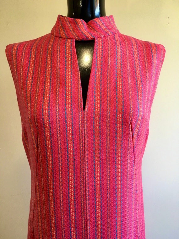 Vintage pink knit Kaftan, sleeveless vintage dress - image 2