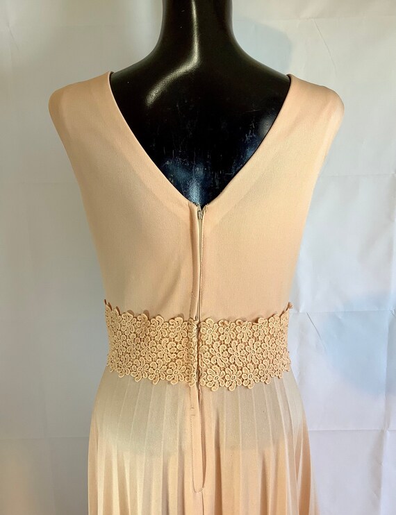 Vintage v neck Light Peach Long Dress with Remova… - image 8