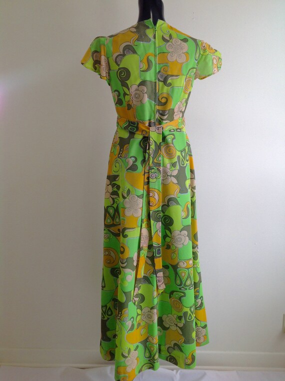 Vintage 1970s Colorful Print Long Dress, Groovy 1… - image 5