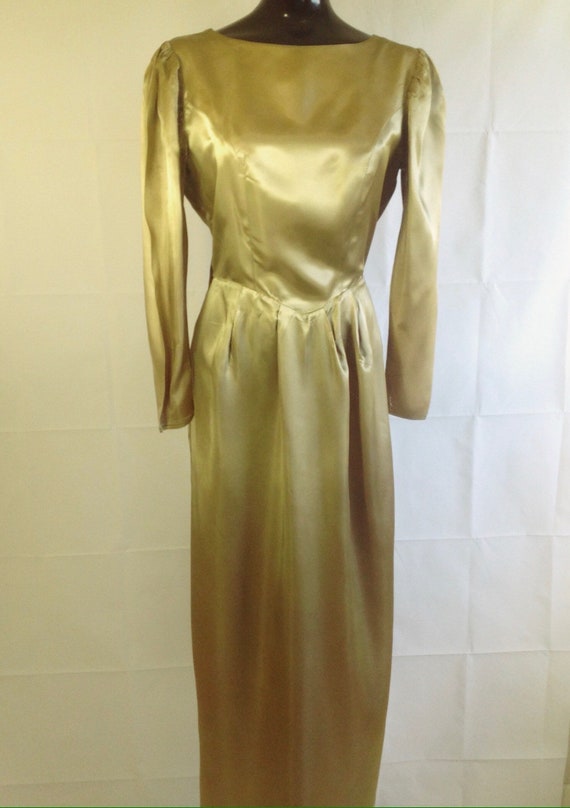 1940s Art Deco Style Green/Gold Dress - Gem
