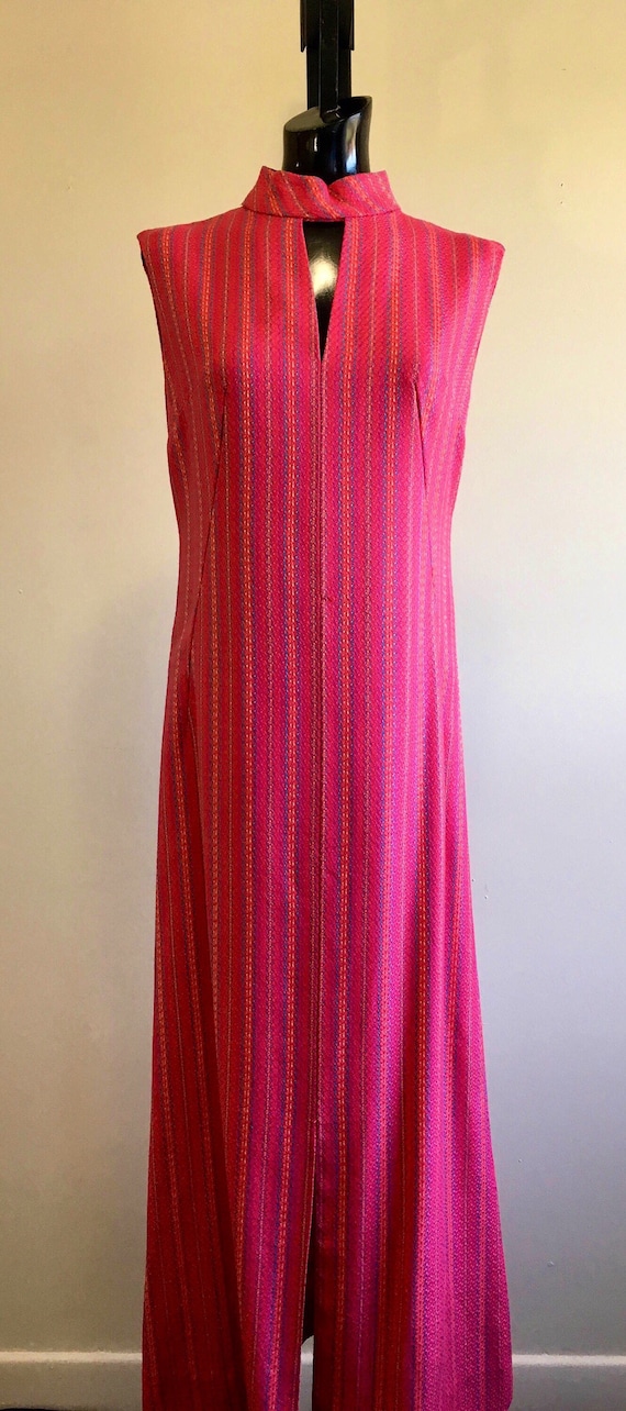 Vintage pink knit Kaftan, sleeveless vintage dress - image 1