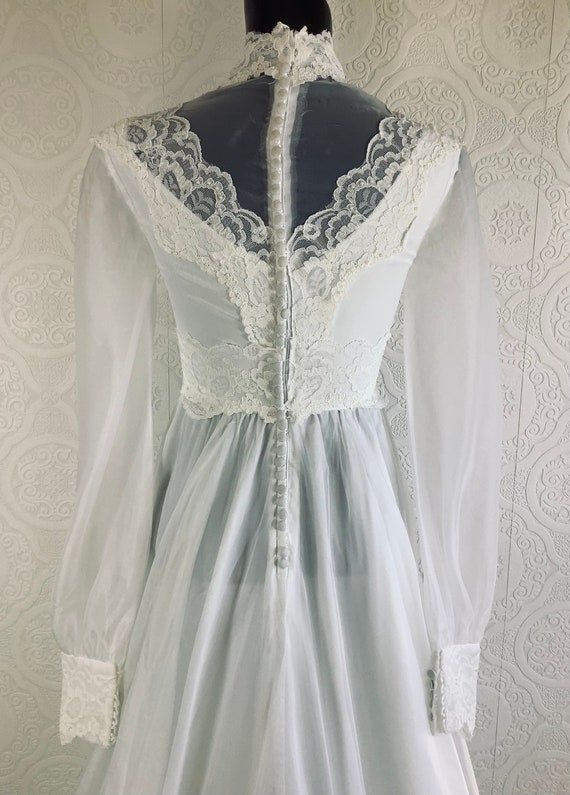 Vintage Sheer and Lace Wedding Dress - image 4