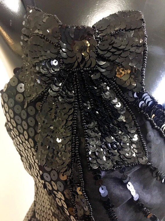 80's Black Sequins dress, Bachelorette party dres… - image 4