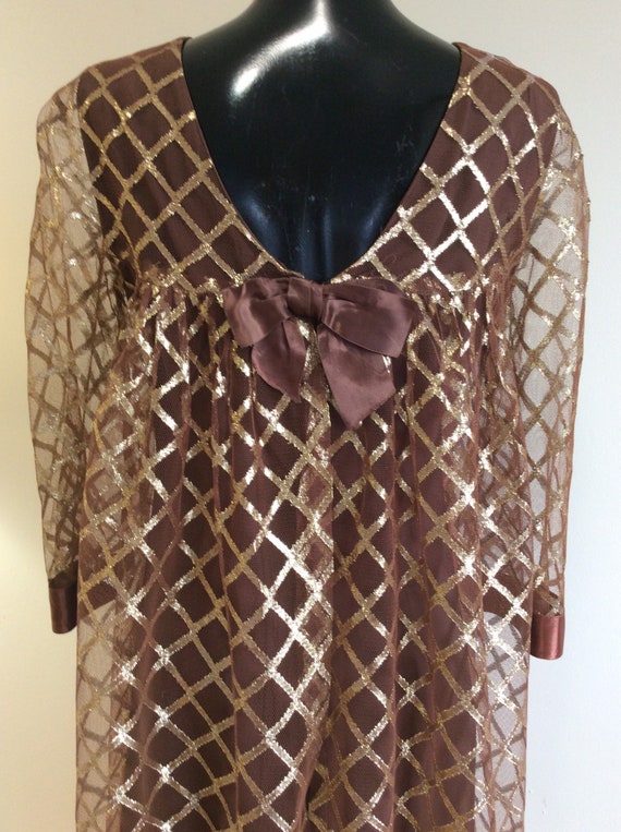 Vintage 60s Dress, Leslie Fay Dress, Brown shift D