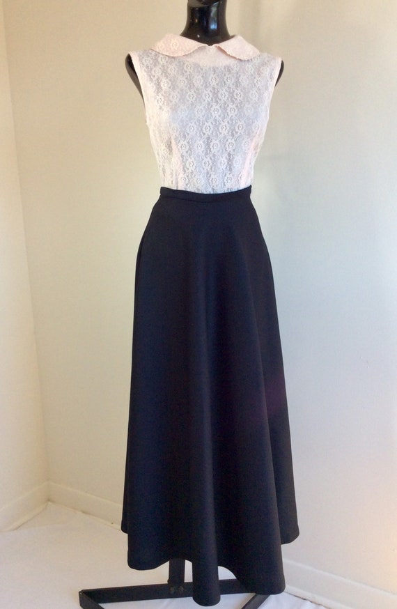 Vintage long black knit skirt, black maxi skirt, … - image 2