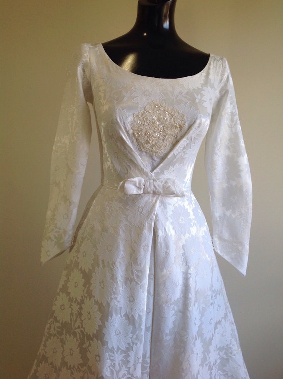 Vintage Wedding dress, 1950s Wedding Dress, long … - image 1