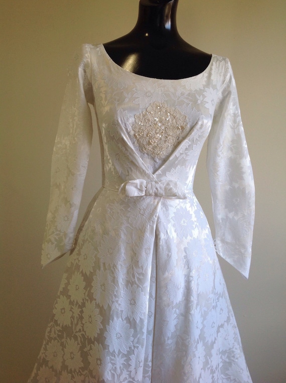 Vintage Wedding Dress 1950s Wedding Dress Long Sleeve Etsy
