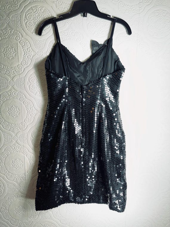 80's Black Sequins Dress, Bachelorette Party Dress,