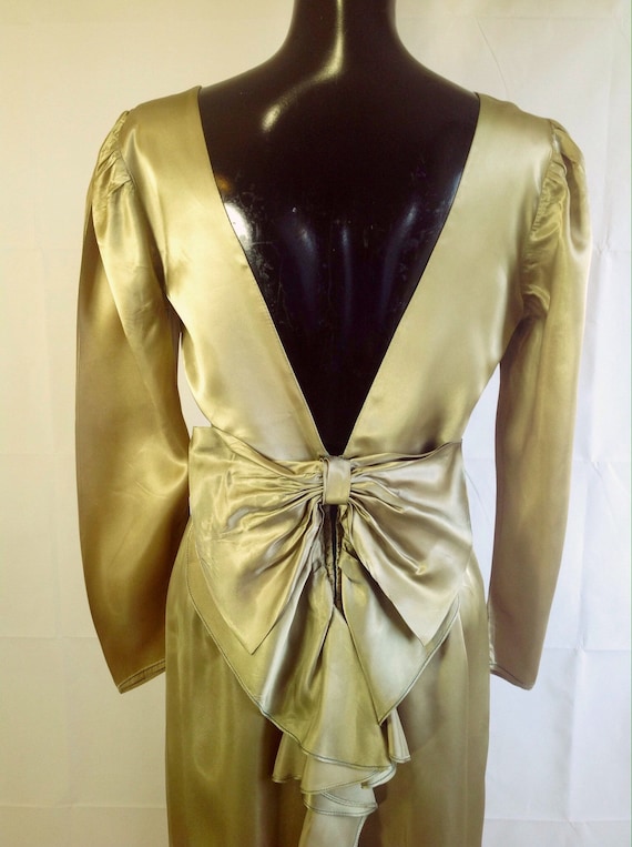 1940s Art Deco Style Green/Gold Dress
