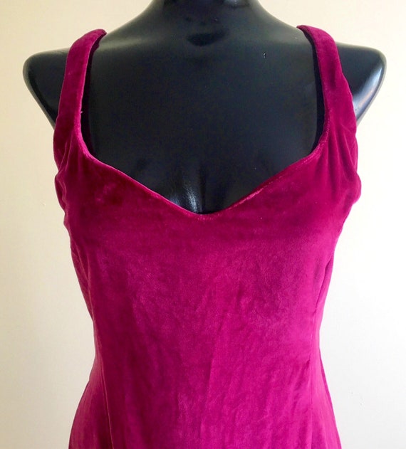 Vintage velvet dress, plum velvet dress, sleeveles