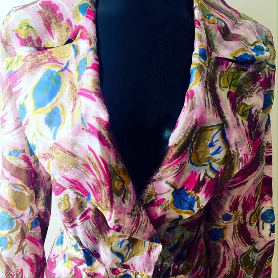 Silk multicolour wrap dress, vintage wrap dress, s