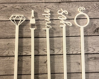 Bride Drink Stirrers - Bridal Drink Stirrers - Engagement Party Drink Stirrers - Bridal Shower Drink Stirrers - Diamond Drink Stirrers