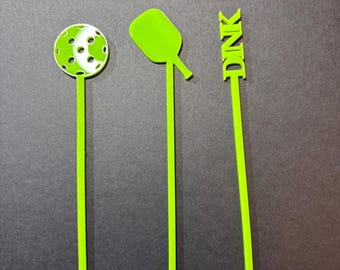 Pickleball Drink Stirrers - Dink Stirrers - Pickleball Paddle Stirrers - Pickleball Party Decor - Pickleball Birthday - Pickleball Drink