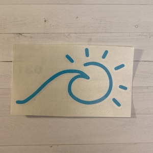 Wave into Sun Vinyl Sticker - Wave into Sun decal sticker - Wave and Sun decal sticker - Beach Car Decal - Wave Car Decal - Sun Car Decal