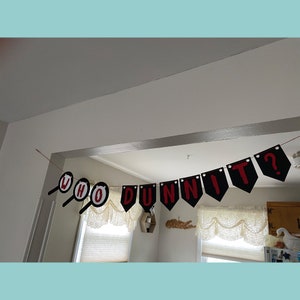 Murder Mystery Banner - Murder Mystery Feestdecoraties - Who Dunnit? Banner - Mystery Birthday Party - Mystery Decorations
