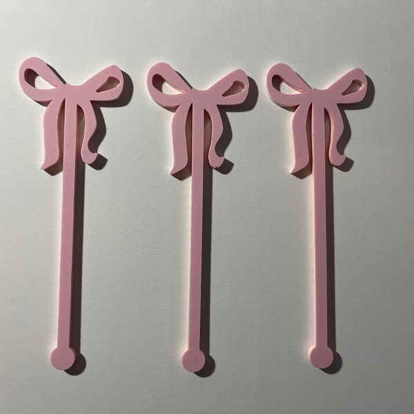 Pink Bow Drink Stirrers - Bow Drink Stirrers - Bow Party Decor - Bow Bar Decor - Bar Drink Stirrers