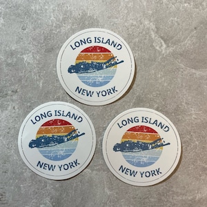 Adesivo Long Island - Casa Long Island - Decalcomania Long Island - Adesivo rotondo vintage Long Island - Adesivo vintage Long Island