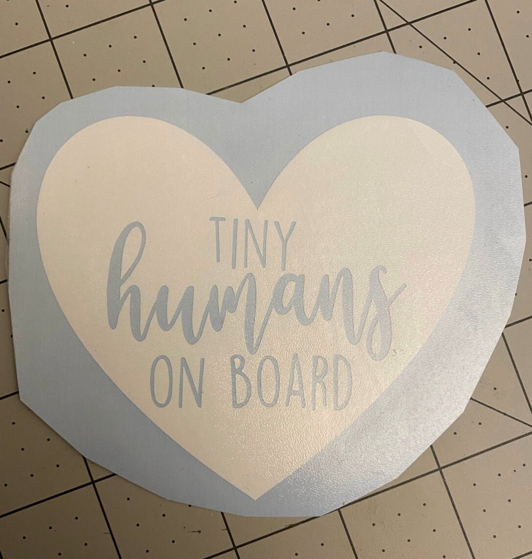 Tiny Humans on Board Vinyl Sticker - Tiny humans on board decal - tiny humans car decal - heart tiny humans car decal