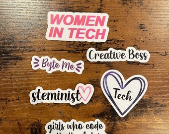 Woman in Tech Stickers - Woman Who Code Stickers - Girls who Code Sticker - Steminist Stickers - Tech Sticker Pack