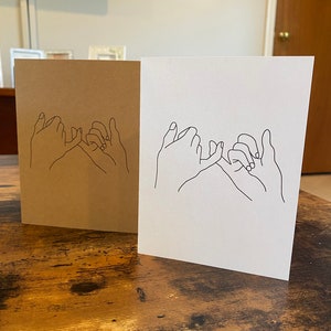 Carte de Saint Valentin Pinky Promise - Carte Pinky Promise - Carte d'anniversaire Pinky Promise - Dessin d'une ligne Pinky Promise