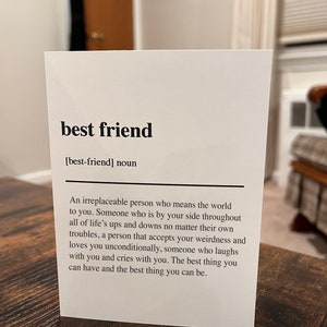 Tarjeta con significado de mejor amigo - Tarjeta de mejor amigo solo porque sí - Tarjeta de cumpleaños de mejor amigo - Tarjeta linda de mejor amigo