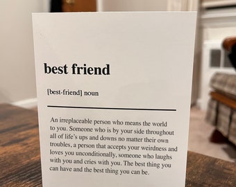 Best Friend Meaning Card - Best Friend Just Because Card - Best Friend Birthday Card - Cute Best Friend Card