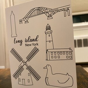 Long Island Landmark Card - Long Island Landmark - Long Island Card - Blanco kaart voor Long Island - LI - Robert Moses Bridge - Light house