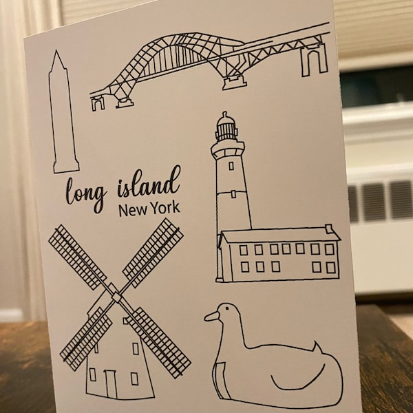 Long Island Landmark Card - Long Island Landmark - Long Island Card - Blank Card for Long Island - LI - Robert Moses Bridge - Light house