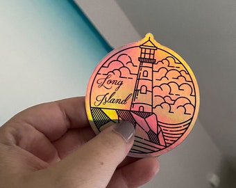 Long Island Holographic Sticker - Long Island Lighthouse Sticker - Long Island Waterproof Sticker - Long Island Sticker