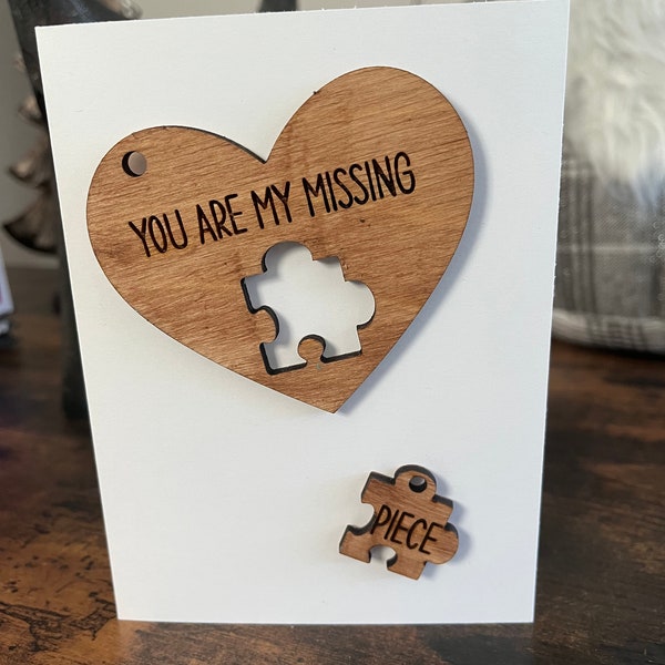 Missing Piece Valentines Card - Missing Piece Key Chain Card - My Missing Piece Puzzle Valentine's Day Card