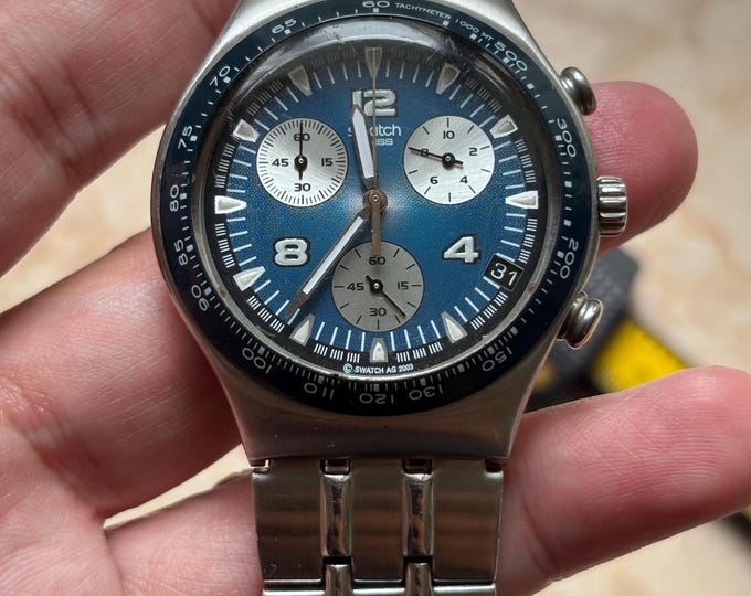 Preowned Vintage Swatch Chronograph Irony Blue Dial