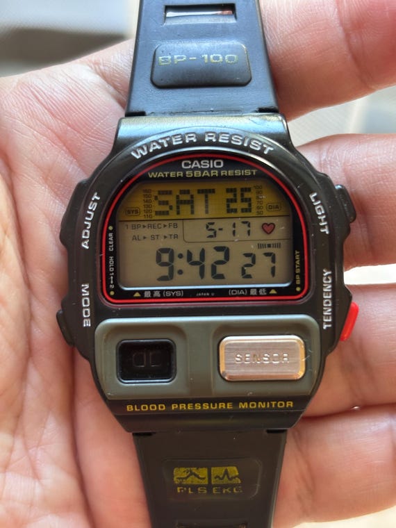 Vintage Watch Casio BP-100 Yellow Blood Pressure
