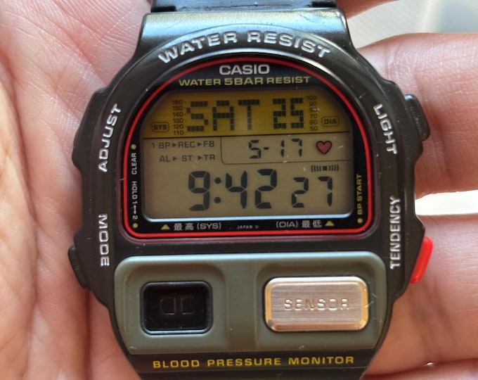 Vintage Watch Casio BP-100 Yellow Blood Pressure