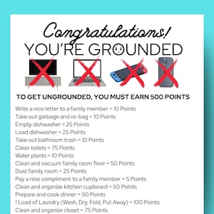 Downloadbaar Gefeliciteerd You're Grounded - Points System om je kind "ungrounded" te krijgen