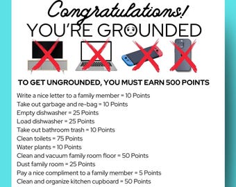 Downloadable Congratulations You&#39;re Grounded - Points System to get your child &quot;ungrounded&quot;