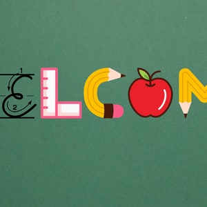 Welcom Ruler Welcome Pencil Apple Ruler Transparent PNG Digital Download for ...