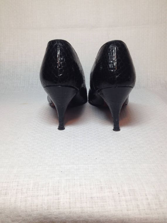 Vintage Black Snakeskin High Heels - image 2