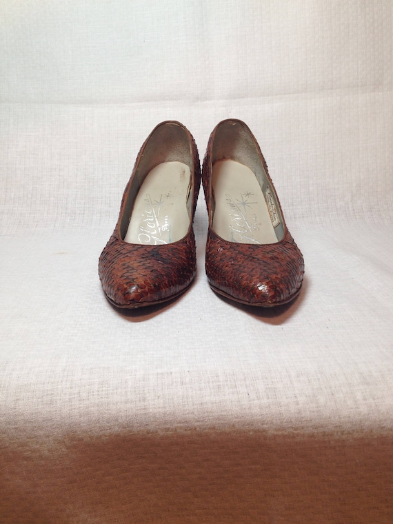 Vintage Brown Snakeskin Heels