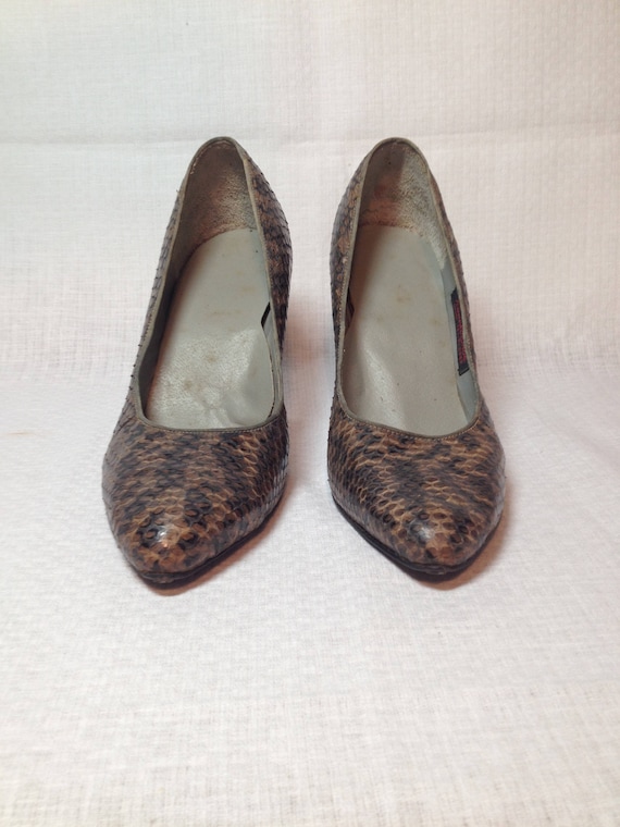 Vintage Brown Snakeskin High Heels