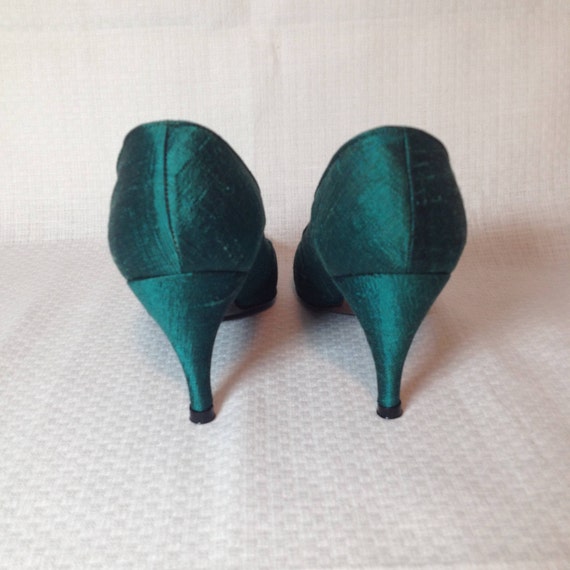 Vintage Green Silk High Heels - image 2