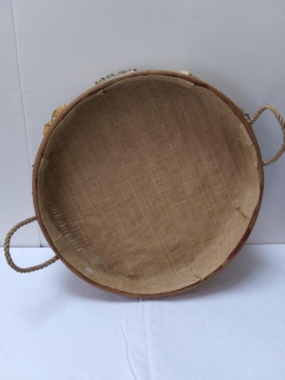 Vintage Round Basket Tray Etsy