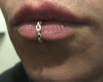 Chain Lip Ring, fake lip ring, lip cuff, lippie ring, lip chain, face jewelry, lip jewelry.