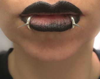 spiky fake lip ring, pointy lip cuff, lippie ring, snake bites, fake lip piercing, faux lip cuff, lip hugger, bold, spikes
