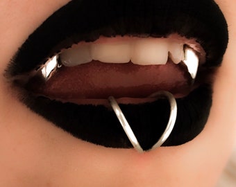 double lip ring, fake Snake Bites, Faux Lip, minimalist Lip Hugger, fake lip hoop, lip cuff, lip clip, mouth piercing