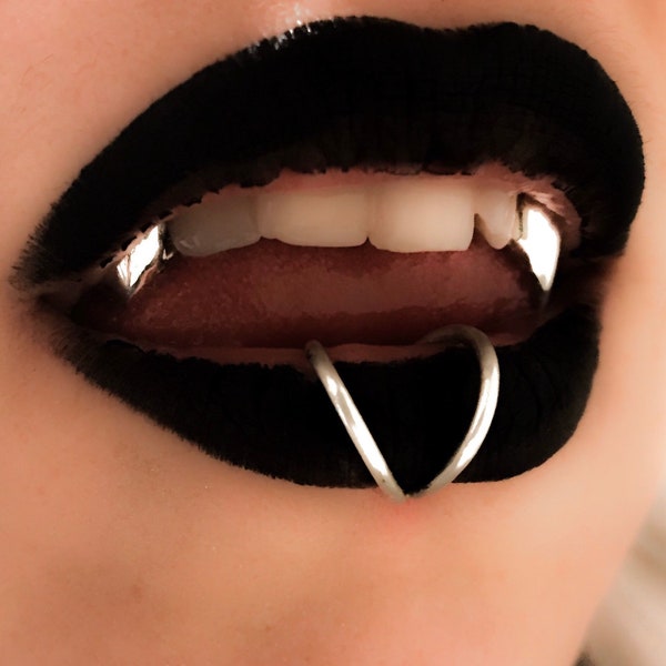 double lip ring, fake Snake Bites, Faux Lip, minimalist Lip Hugger, fake lip hoop, lip cuff, lip clip, mouth piercing