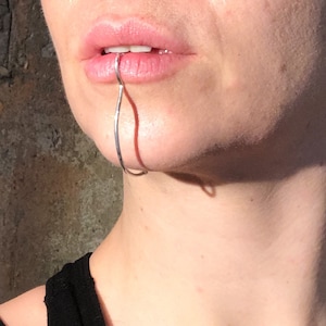 Chin jewel, Fake Lip Ring, Futuristic jewelry, Statement mouth Jewelry, bold, delicate, wire, minimalist, angelina jolie