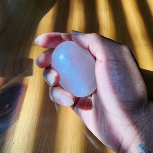 Rose Quartz Palm Stone - Polished Gemstone - Healing Crystal