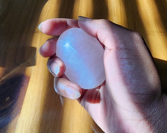 Rose Quartz Palm Stone - Polished Gemstone - Healing Crystal