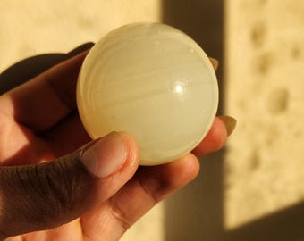 Banded White Agate Sphere: Polished Healing Crystal (17.7cm)