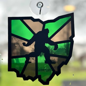 Bigfoot Sun Catcher Bigfoot Art Sasquatch Art Big Foot Sign Cryptid Art for fans of Bigfoot Ohio Grassman Stained Glass Sign Yeti Sign